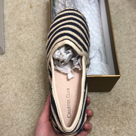 Flat Espadrilles with white/blue stripes - Picture 3 of 9